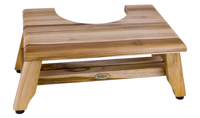 EcoDecors SerenityyPoo Teak Toilet Stool 20 inch L x 12 inch D x 8 inch H Natural