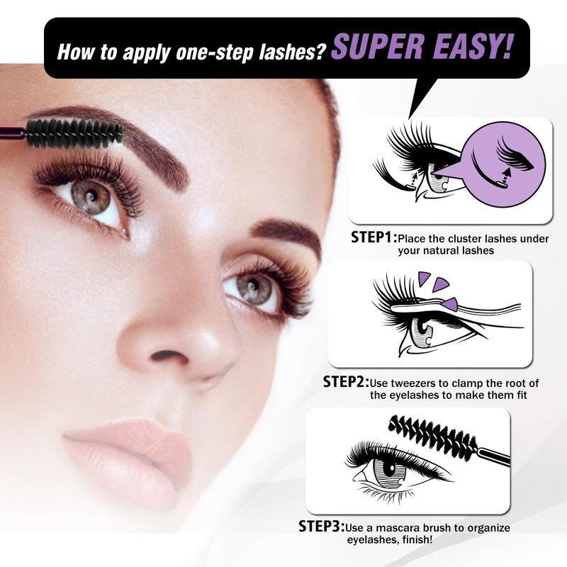 EASITENSION 156 PCS Self Adhesive Eyelashes Clusters Kit Lash Clusters DIY Eyelashes Pre Glued No Glue Needed No Remover No residue