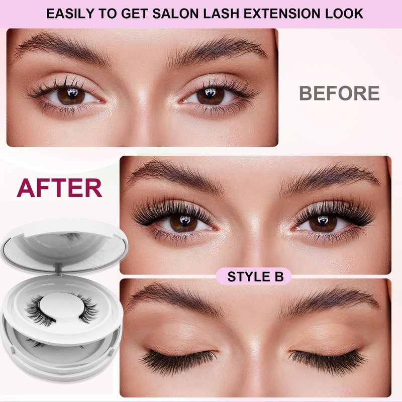 Magnetic Eyelashes Kit - Natural Look Reusable Wispy Lashes | Easy Application & Removal (Camellia + Iris)