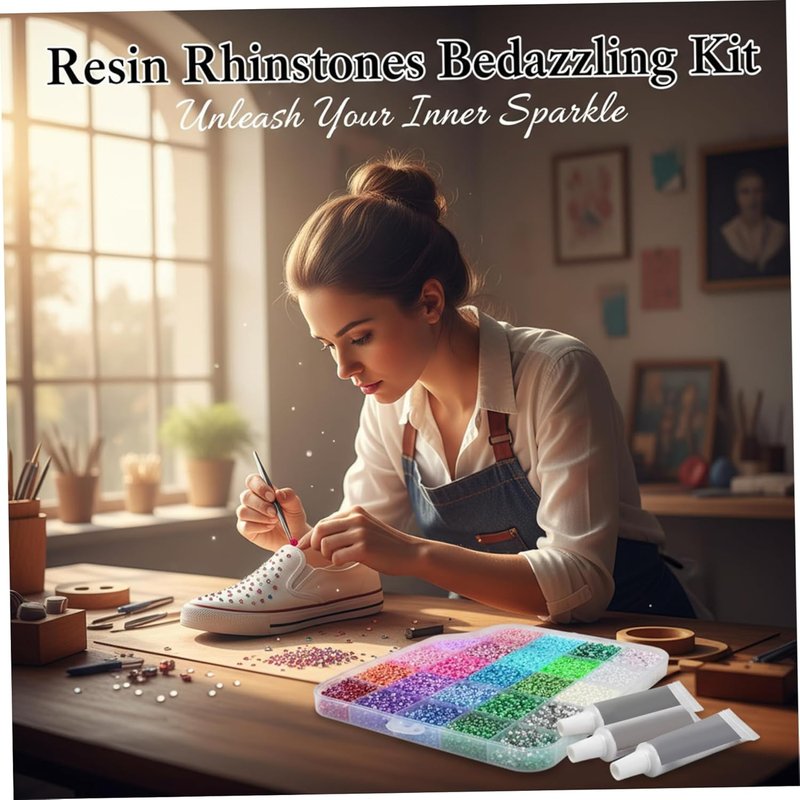 Bedazzling Kit - 32,000 Pcs Colorful Resin Rhinestones with 3 Pcs 10ml Glue | Perfect for Crafts, Clothes, and Nail Art