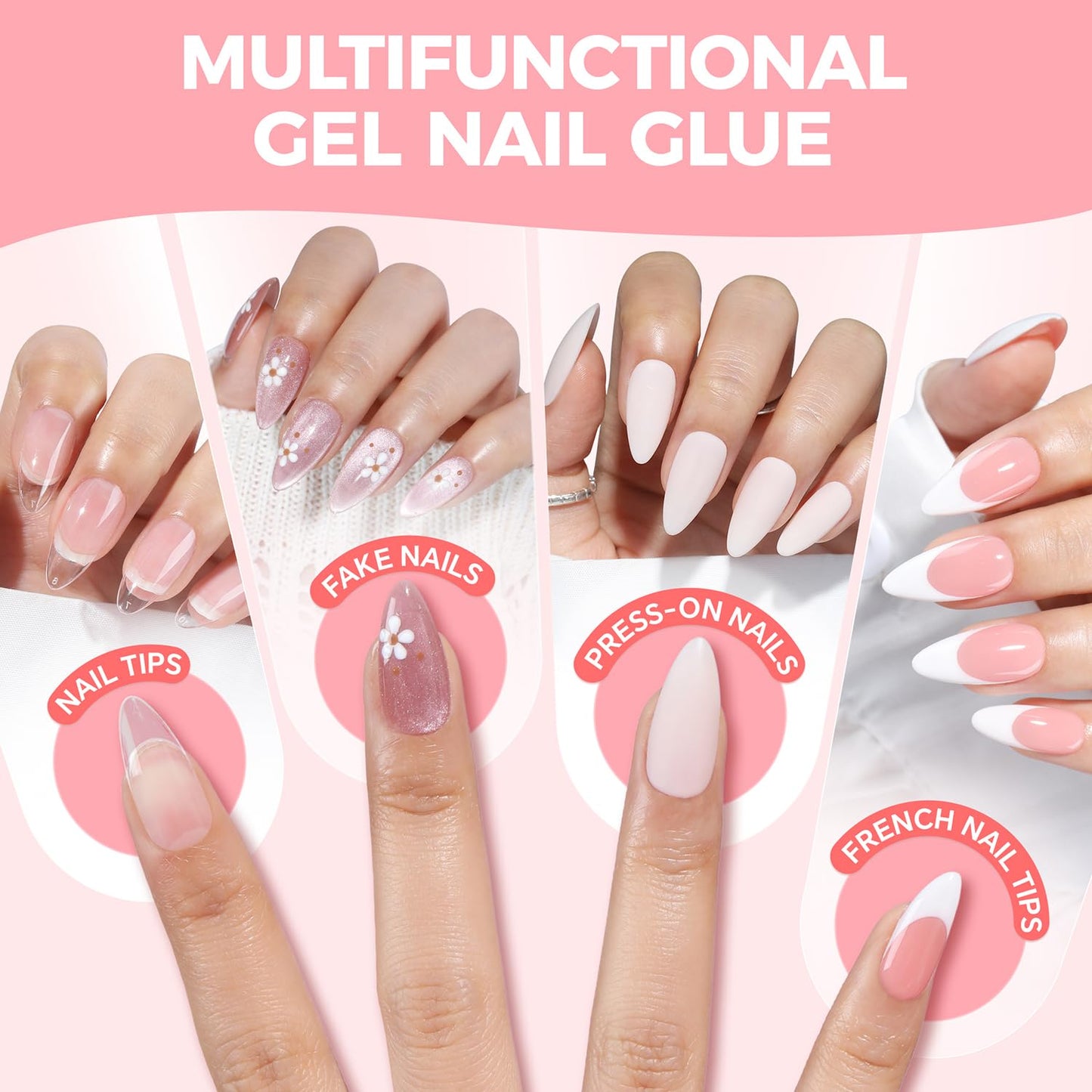 Super Strong Gel Nail Glue for Press On Nails: Upgraded No U V Lamp Needed Glue Gel, Travel-Size 5ml Air Quickly Dry for Nail Tips Fake Nails Long Lasting with Professional Salon Quality