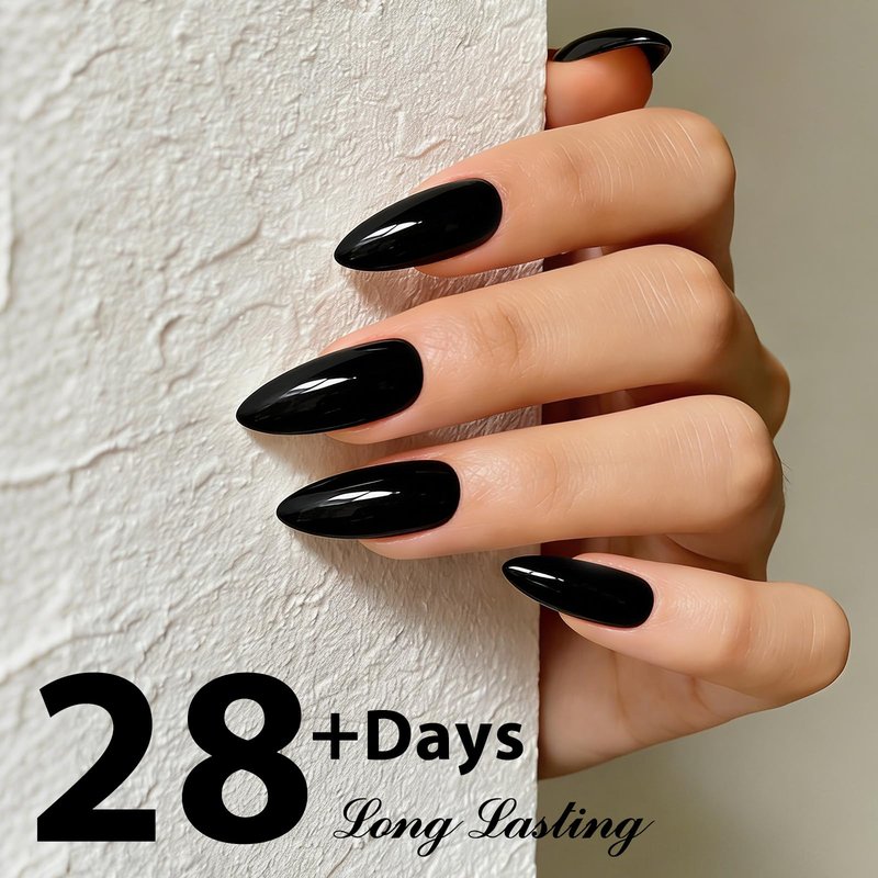 GELAMBER Black Gel Polish - Solid Black Gel Nail Polish - 15ml UV Gel Nail Polish Soak Off - 1pc Large Bottle for Salon DIY Manicure Nail Art
