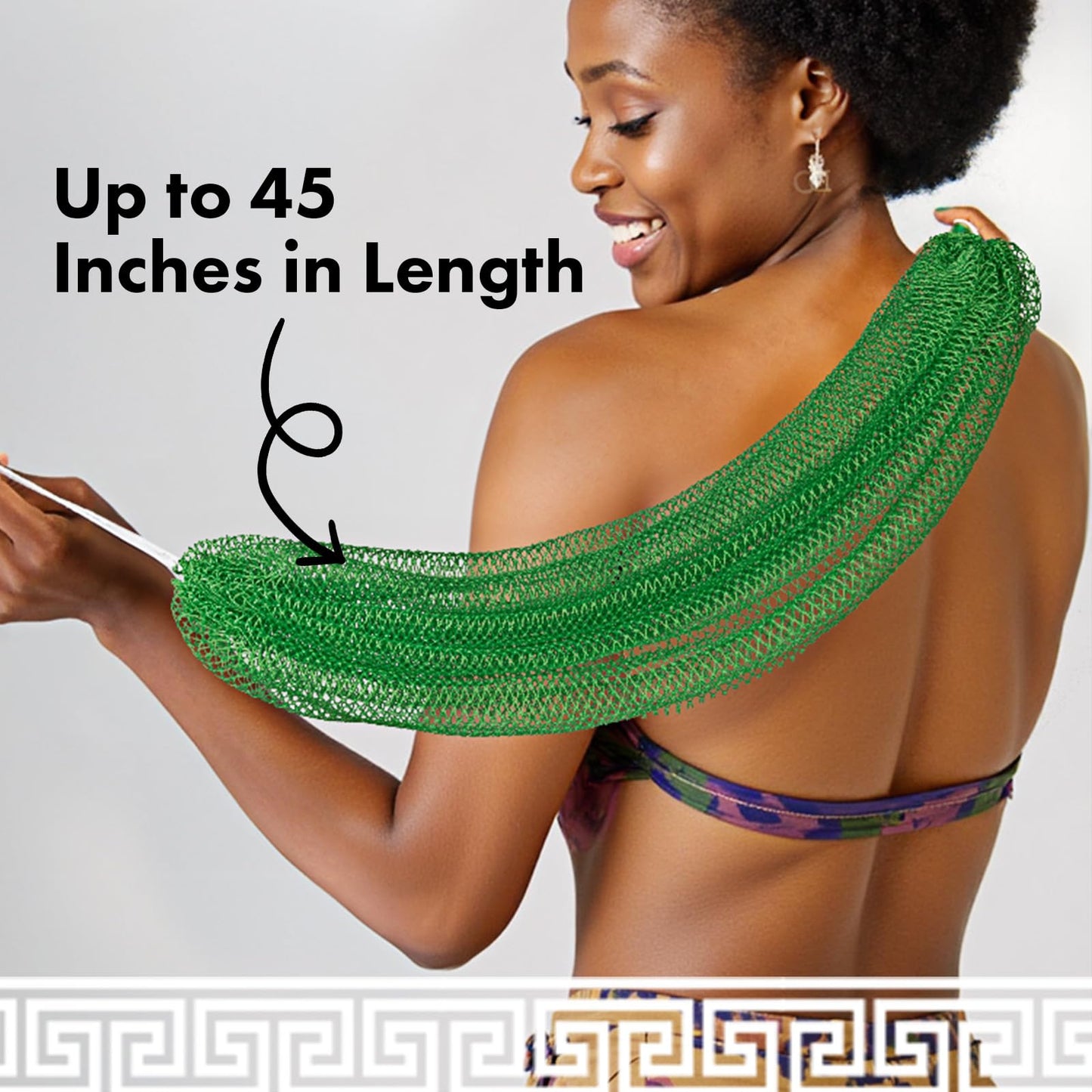 Bathway African Net Sponge Authentic with Handles (Set of 2), African Exfoliating Net Sponge, Exfoliating Body Scrubber Bath Sponge - Bathing Accessories with Storage Bag (Purple & Green)
