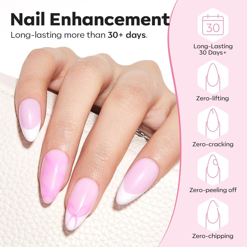 Modelones Base Coat Builder Nail Gel - 8-in-One Clear & Baby Pink Rubber Polish | 10ml Apex Strengthener