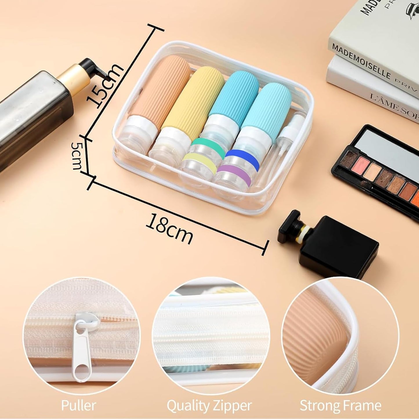 Travel Bottles Set - 16 Pack TSA Approved Leak Proof Silicone Toiletry Containers | Perfect for Shampoo, Conditioner & Body Wash