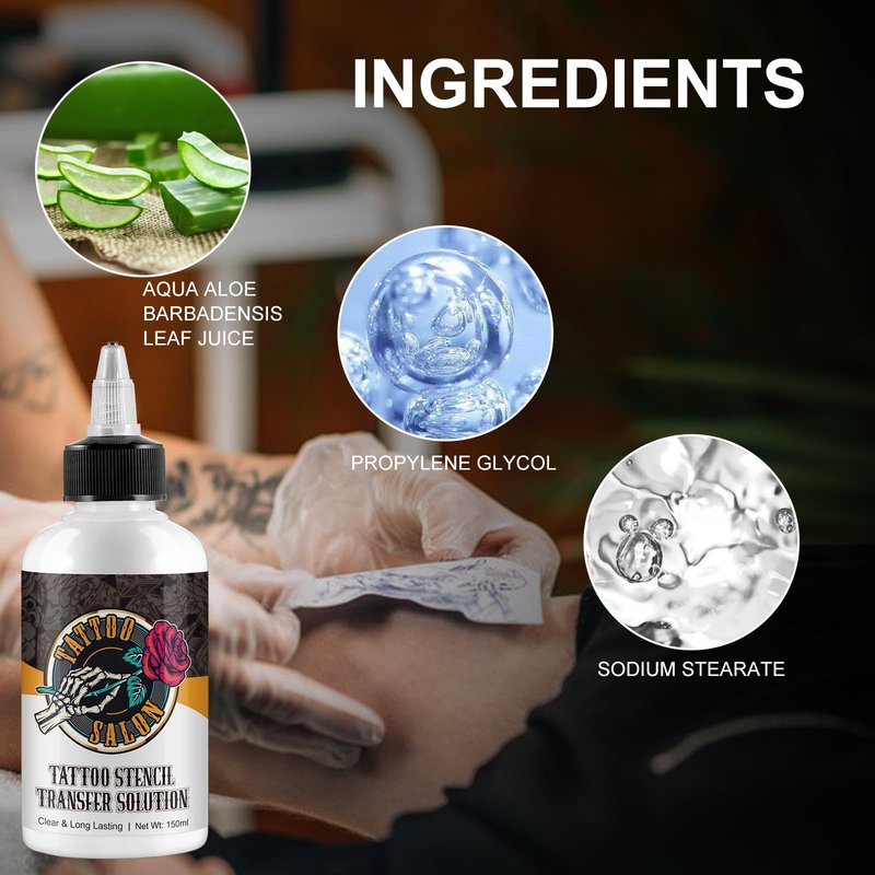 150ml Tattoo Stencil Transfer Gel Solution, Professional Tattoo Stencil Gel, Stencil Magic Cream, Tattoo Application Solution for Transfer Paper Machine Stencils, Clear & Long-Lasting