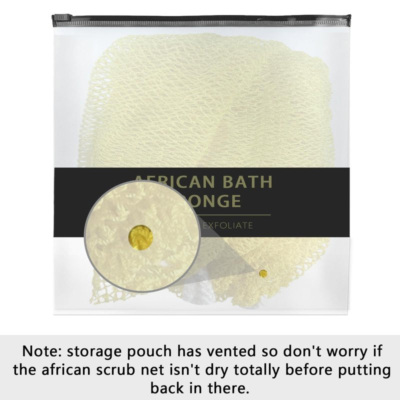 African Net Sponge Authentic with Knots - African Exfoliating Net Sponge with Handles for Body Scrubber Exfoliator - Real Africa Back Wash Bath Sponges for Shower Machine Washed & Bathing Accessories
