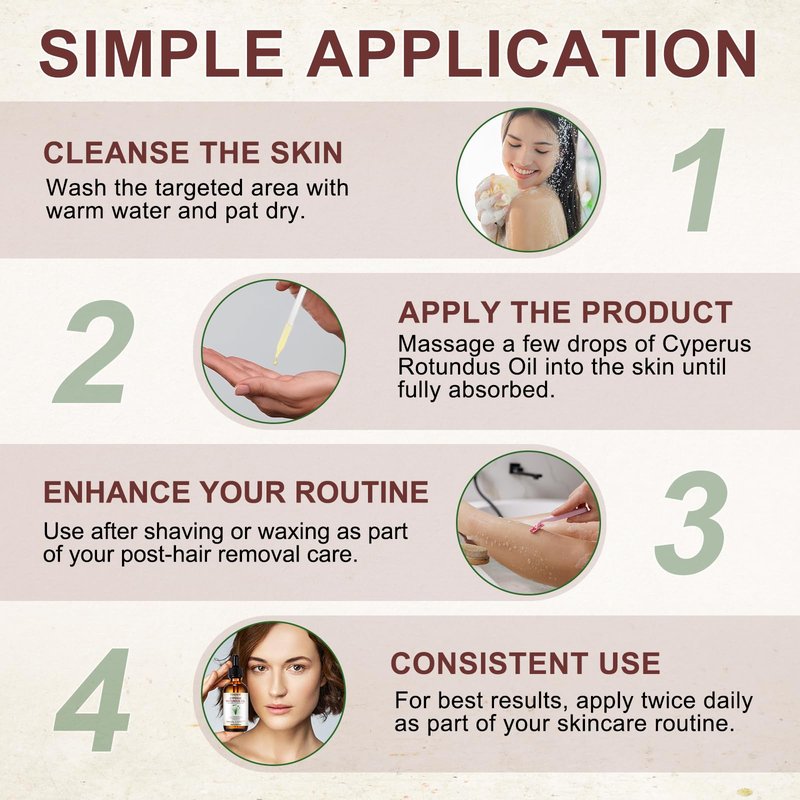 Cyperus Rotundus Oil, Cyperus Oil, Cyperus Rotundus Hair Removal Oil 60ml - Peptide-Infused Repair, Reduces Regrowth & Shrink Pores | Natural DHT Blocker for Smooth Skin | Safe for Sensitive Face&Body
