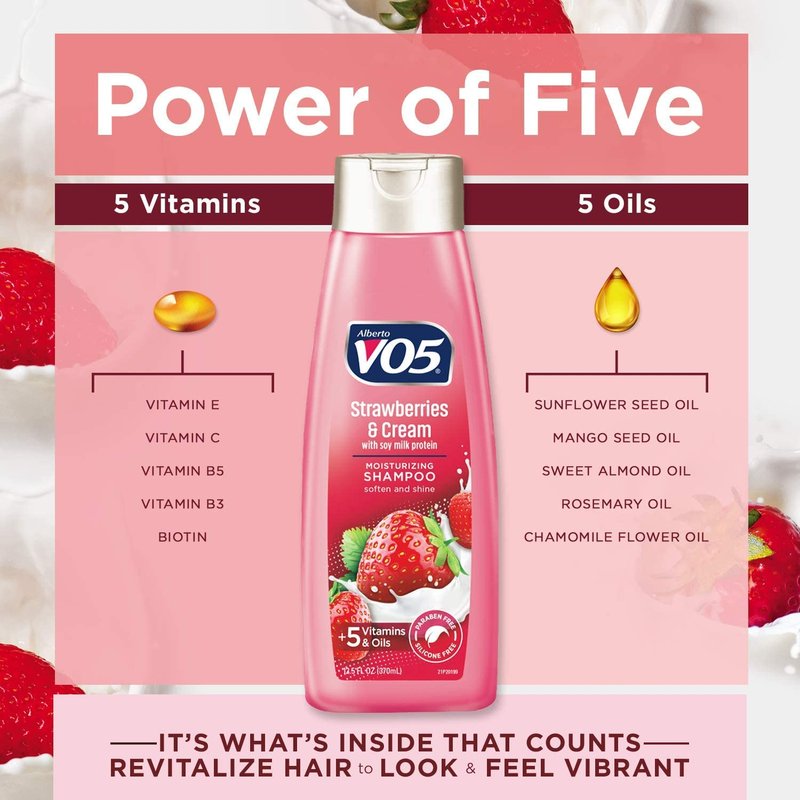 Moisture Milks Shampoo, 15 Oz, Strawberries by Vo5 (Pack of 2)
