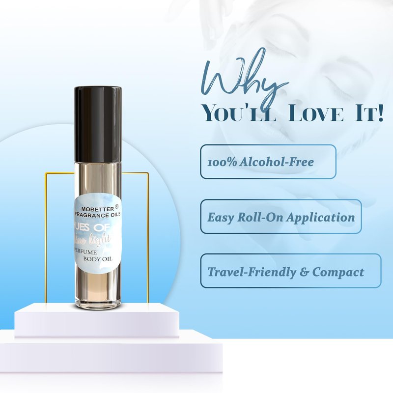 Hues Of Blue Light Women Perfume Body Oil, Floral Fruity fragrance for women, Long Lasting, Travel Size, Inspired by Light Blue