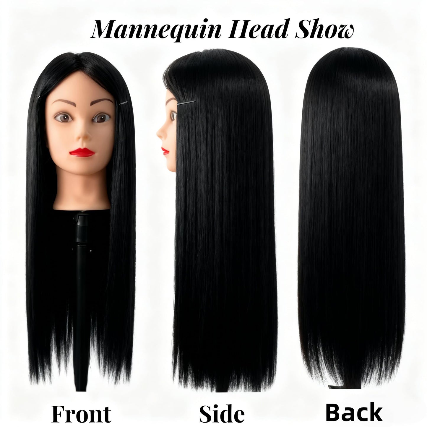Yiifiulyn Mannequin Head with Hair, 28" Professional Cosmetology Training Doll Head for Hair Cutting, Braiding, Styling Practice, Hairdressing Practice Head for Beginners & Salon Group Use