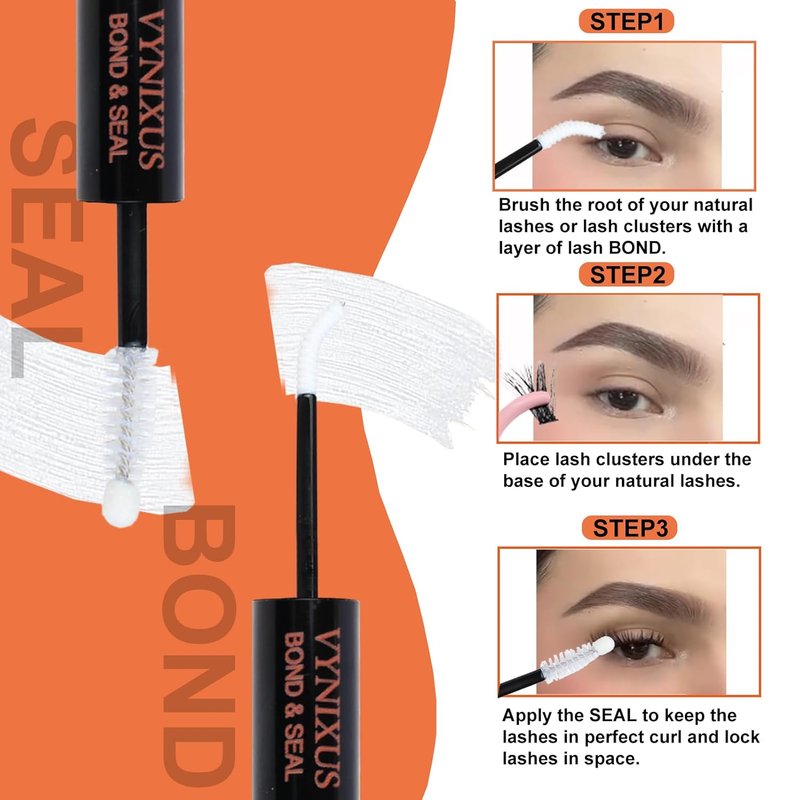 Lash Bond and Seal Waterproof Glue - 2-in-1 Eyelash Cluster Adhesive | Long-Lasting 10ml, 72 Hours+