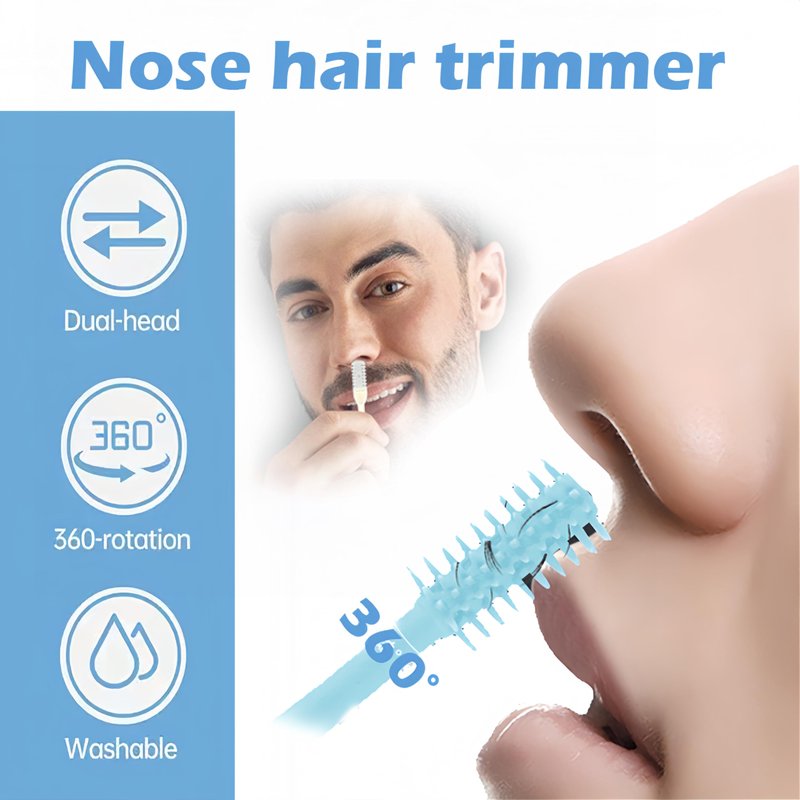 Nasal Hair Cutter, 2026 Upgraded 360° Double Sided Portable Nose Hair Trimmer for Women Men, Travel Essentials Washable Nose Hair Remover Grooming Tool (3 Pcs Beige)