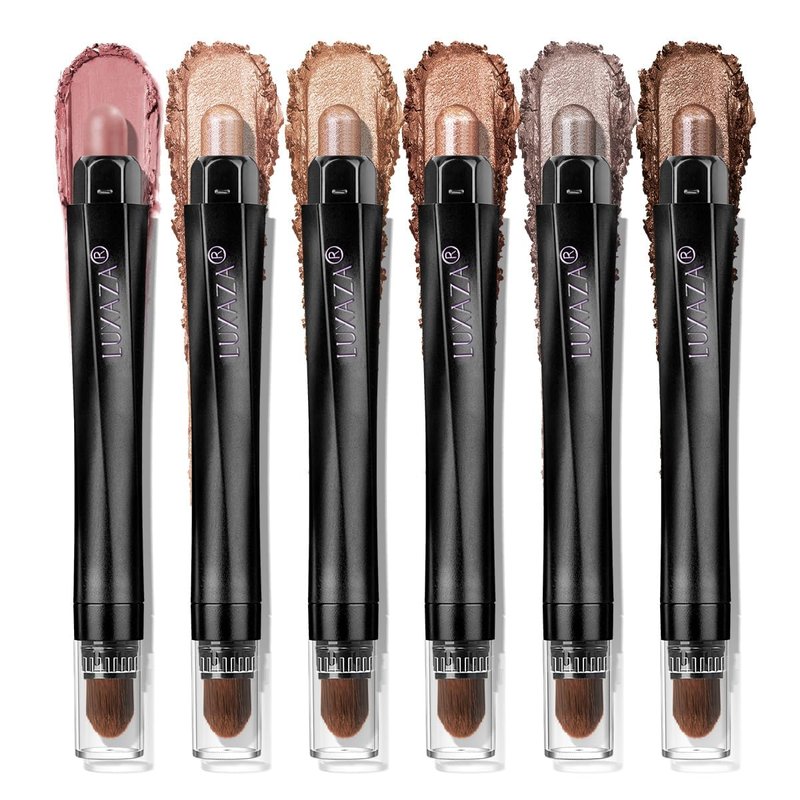 Neutral Eyeshadow Stick Makeup Set - 6PCS Brown Nude Metallic Shimmer & Matte Cream Eye Shadow | Halloween Makeup - Brown Canyon