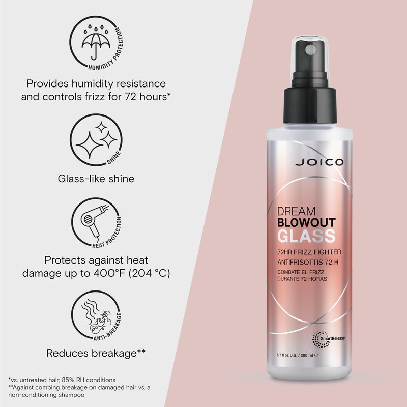 Joico Dream Blowout Glass 72-Hour Frizz Fighter | Humidity Control | Glass-Like Shine | Hydrate & Smooth | For Most Hair Types | 6.7 Fl Oz
