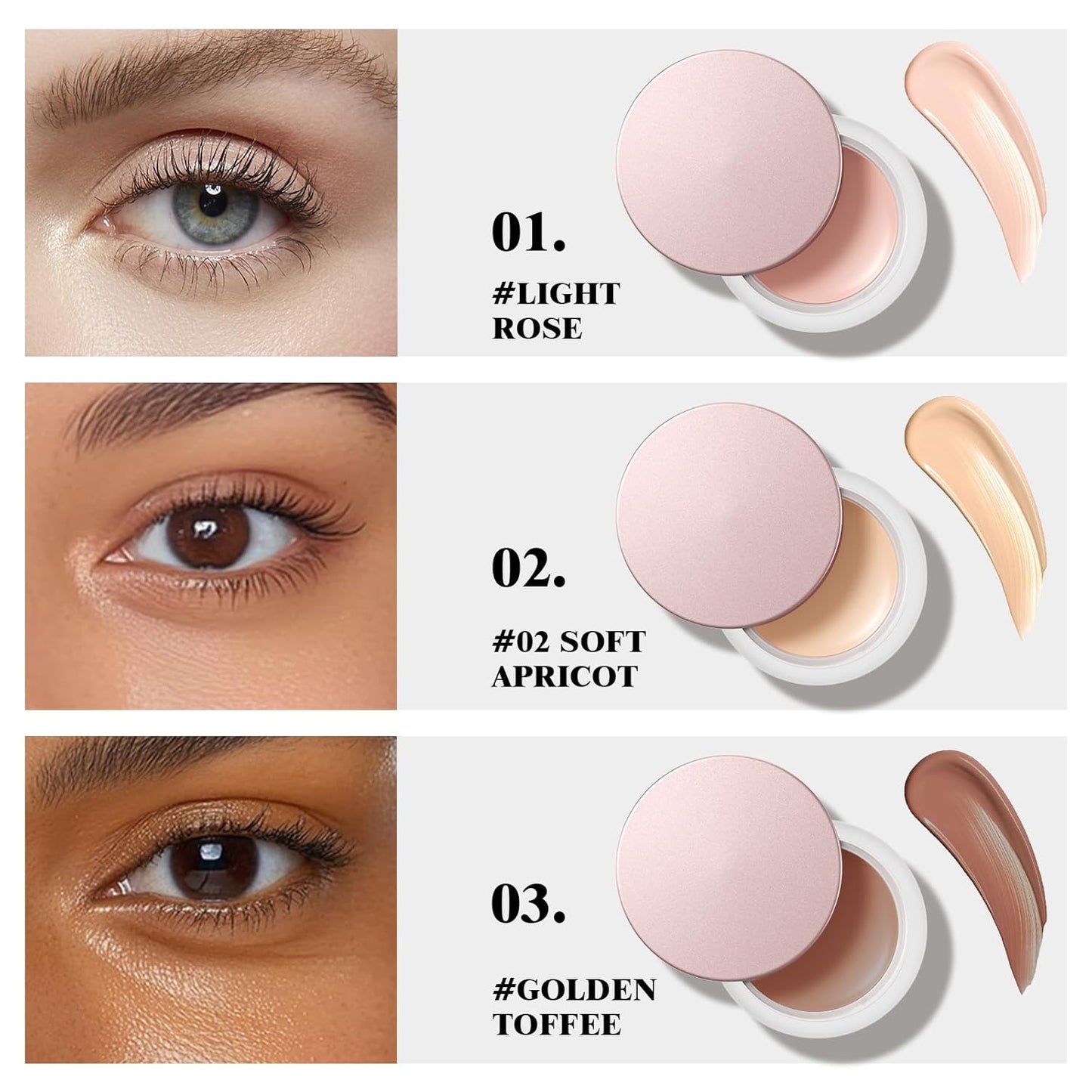 Under Eye Brightener & Concealer - Natural Blendable Corrector for Dark Circles | #01 Light Rose