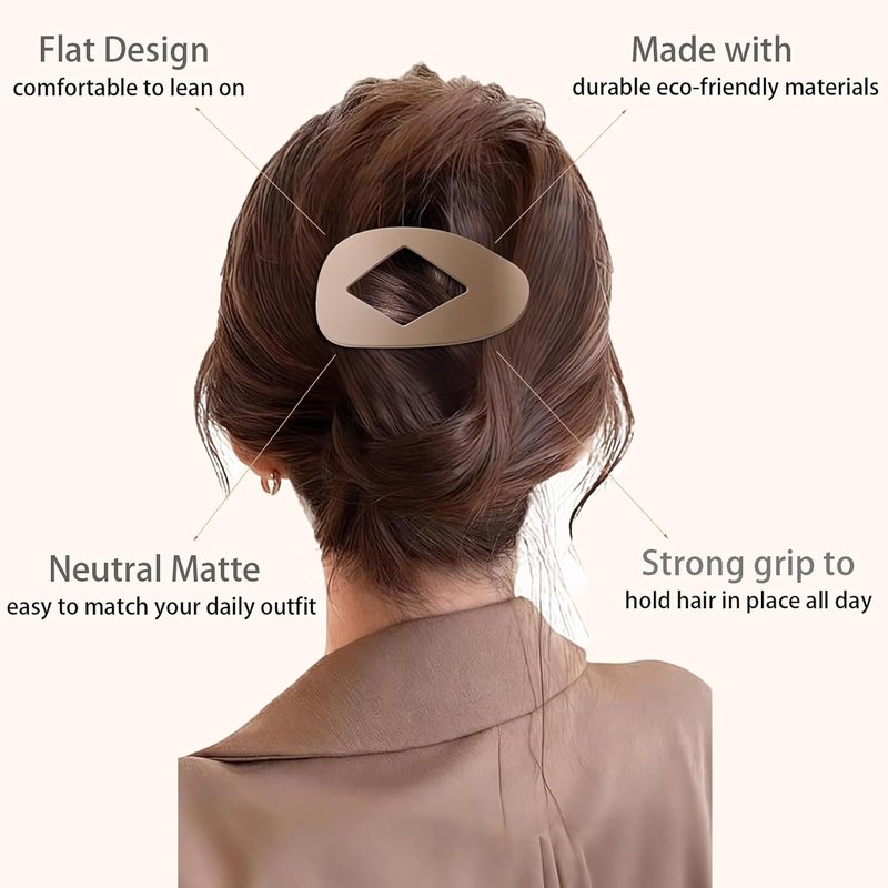 Flat Hair Clips for Women - 5 Pack Large French Duckbill Claw Clips | Strong Hold for Thick & Thin Hair