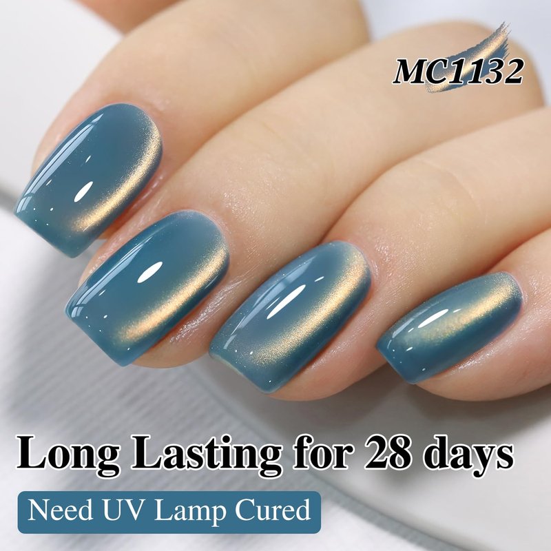 Skiennix Cat Eye Gel Polish - 15ML Ice Glass with Holographic Glitter | Translucent Sky Teal Color