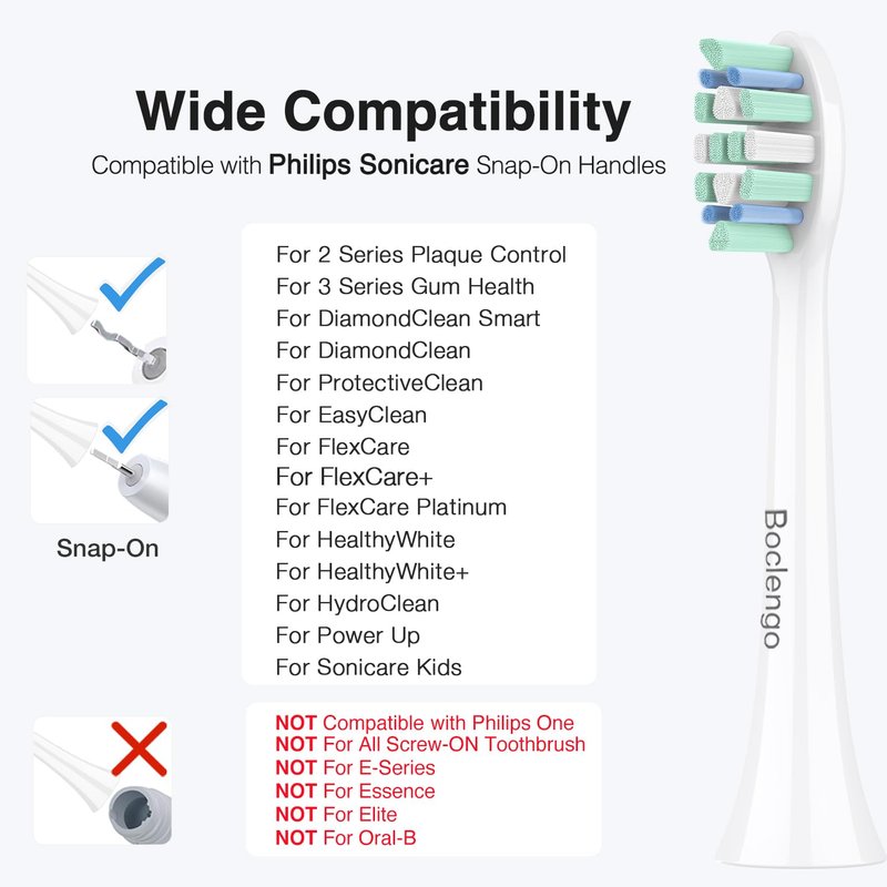Boclengo Toothbrush Heads for Philips Sonicare Replacement Heads G2,C1,4100,C2,Soft Electric Replacement Brush Head Compatible with Phillips Sonicare Brush G2,C2,C1,for Philips Sonic Care Soft,6 Pcs
