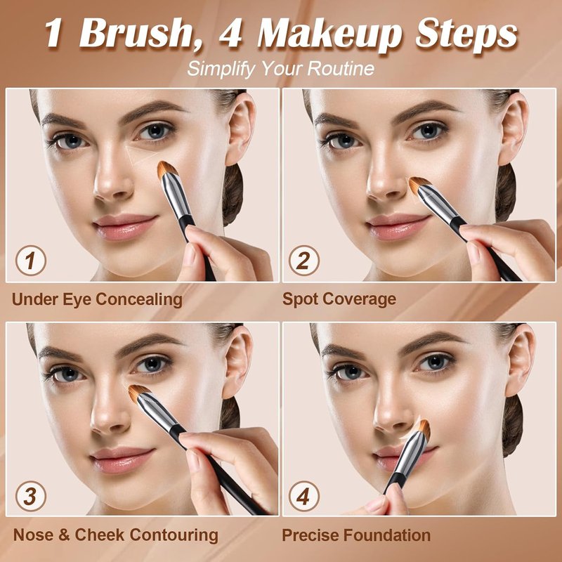 Skiennix Concealer Brush - Small Triangle Design for Precise Coverage of Dark Circles & Blemishes | Easy Blending for Cream & Liquid Makeup