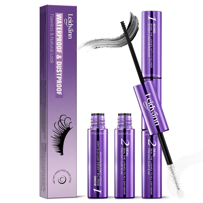 Lash Cluster Glue Bond and Seal 2-in-1 Eyelash Extension Adhesive, Waterproof Lash Glue for Cluster Lashes, Up to 72H Strong Hold, Easy Brush Applicator, Long-Lasting Natural Look