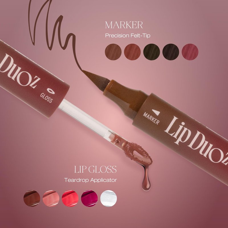 Absolute New York Lip DuoZ, 2 in 1 Lip Marker and Lip Gloss, High Shine, Water Resistant, Smudge Proof, Precision Felt Tip (Cherry Cola)