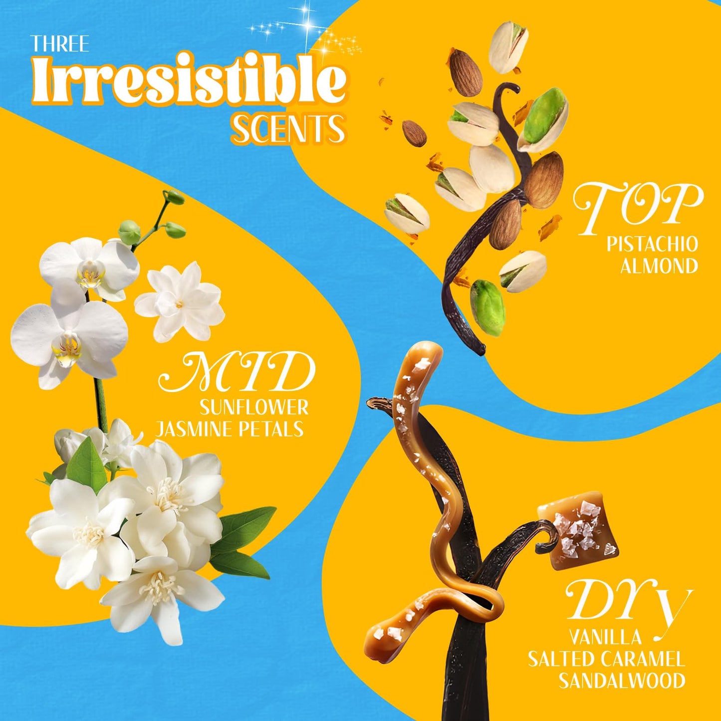 Sttes Perfume 02# Irresistible Sunshine for Women, 2 Pack, 2 x 100ml Eau de Parfum, Vanilla Salted Caramel Pistachio Gourmand Perfume, Warm Sweet Fragrance, Gift for Mom
