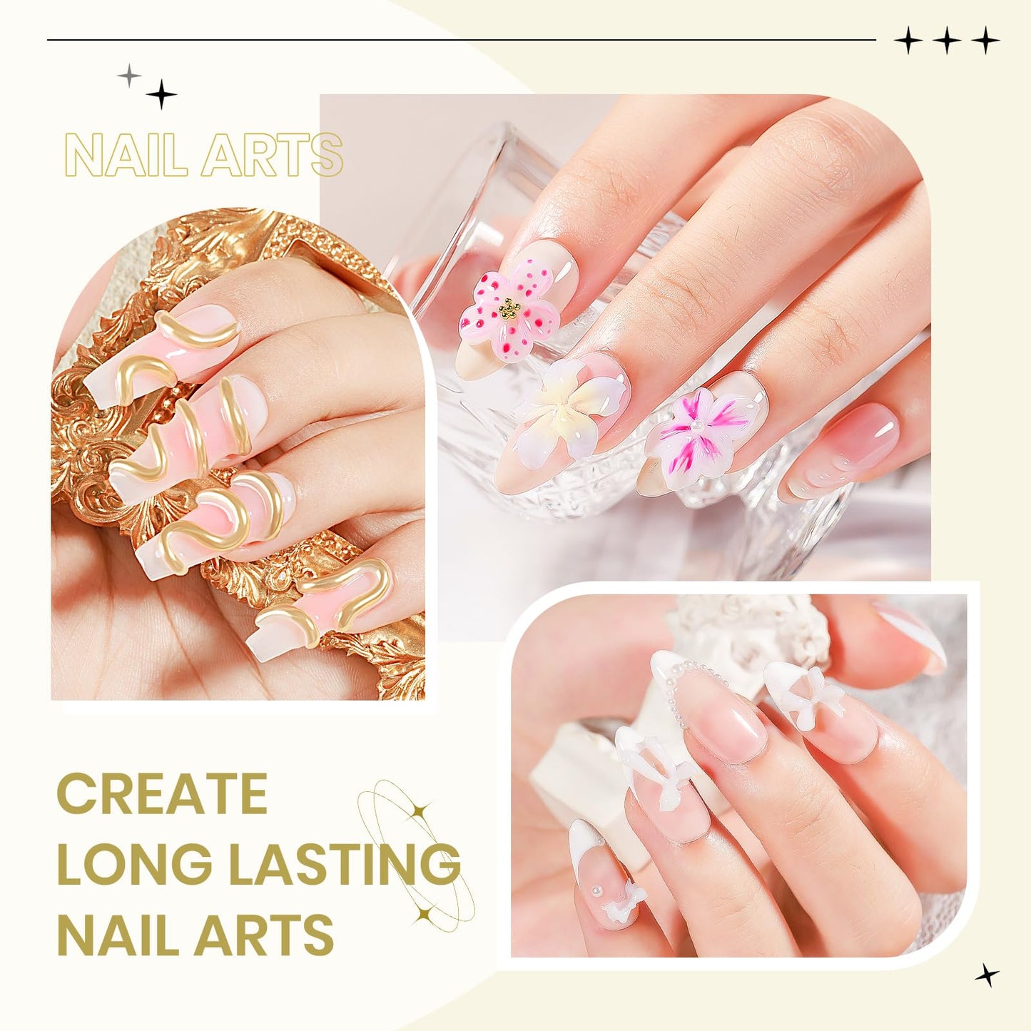 SUPWEE 3D Gel Nail Art, 60g Large Capacity White Sculpting Hard Solid Builder Gel Non-Sticky Hand Molding Nails for Extension Carving Home DIY Manicure with Chrome Powder DIY at home