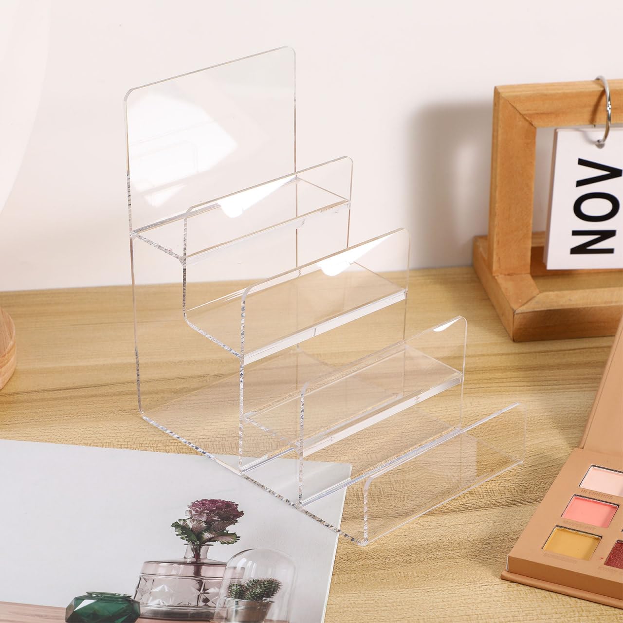 Cabilock 4-Tier Clear Acrylic Display Riser, Sturdy Tiered Organizer for Perfume Makeup Jewelry, Desktop/Retail Counter Display Stand for Home & Vendor