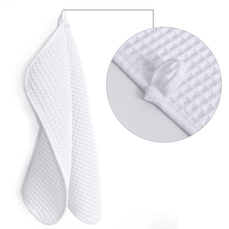 POLYTE 430 GSM Microfiber Lint Free Washcloth Face Towel, 13 x 13 in, 4 Pack (Waffle Weave)