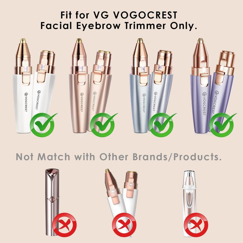Replacement Heads for Eyebrow Facial Trimmer - 2-in-1 Compatible with VG-102, VG-1023, VG-1024