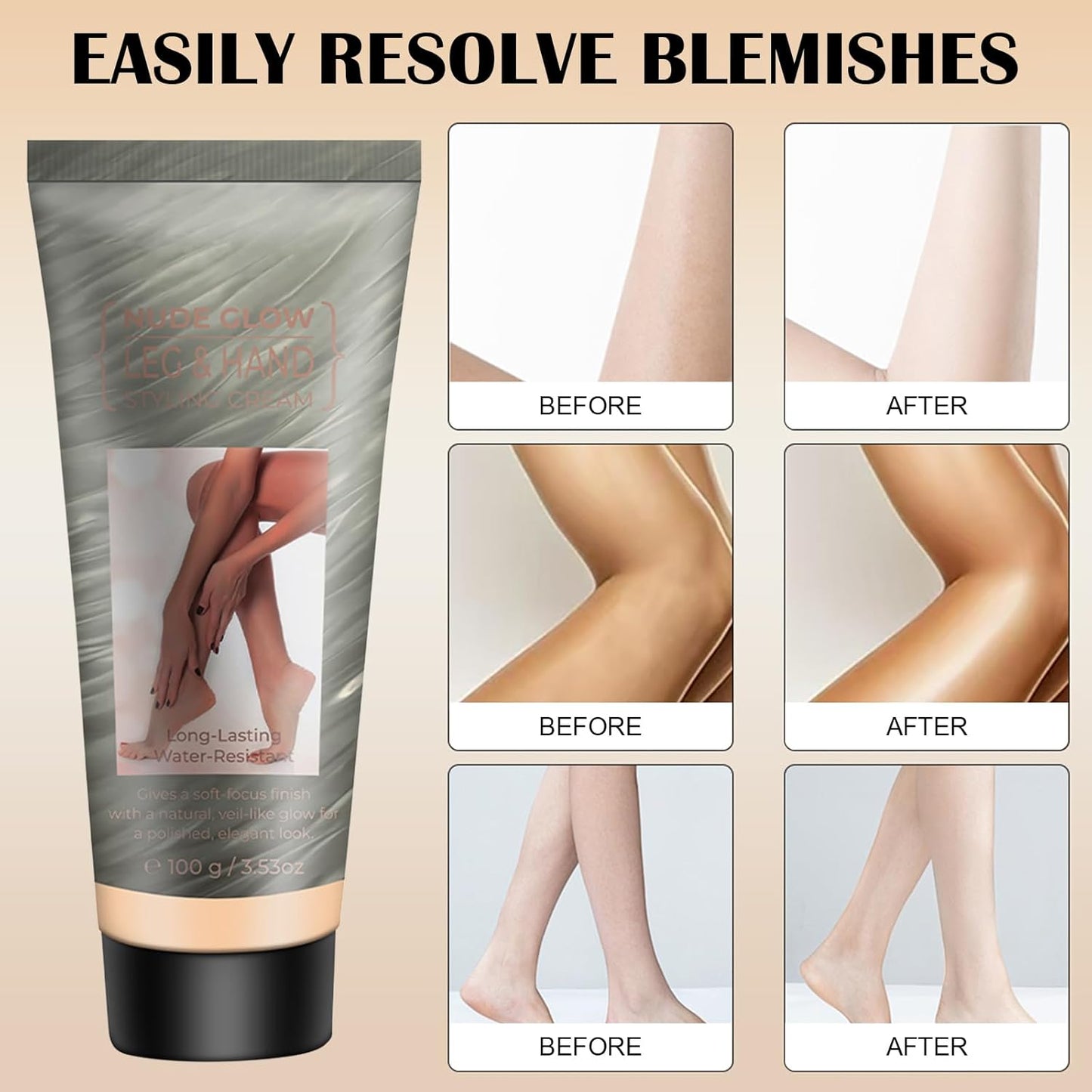 Skiennix Waterproof Leg & Body Makeup Cream - Transfer-Resistant Full Coverage for Tattoos & Scars, 01