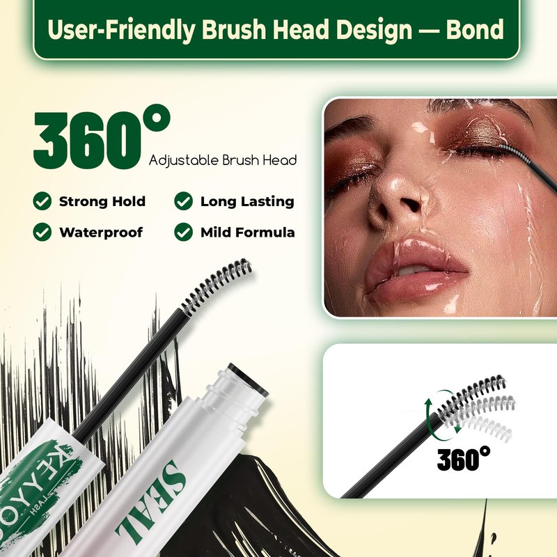 KEYYOU Lash Cluster Glue,New Lash Bond and Seal Waterproof for Eyelash Clusters,72Hours 2-in-1 Super Hold Long-Lasting Non-Irritating for DIY at Home(Black Bond,10ML)