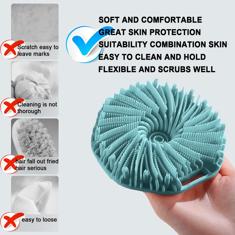 RamPula Silicone Body Scrubber Shower Brush Super-Exfoliating Body Brush & Non-Slip Strap, Loofah Alternative Bath Scrubber for Sensitive/All Skin Types, Gentle Massage & Effective Shower Exfoliation