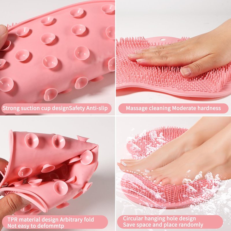 3PACK Silicone Shower Foot Scrubber,Body Scrubber,Silicone Shower Foot Brush Pad Wash Pad Wall Mounted Slip Suction Cups for Use in Cleaner Women and Men By RARKVEN
