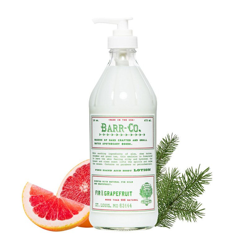BARR-CO. Fir & Grapefruit Scent Shea Butter Lotion for Dry Skin, Bright Grapefruit and Cooling Balsam, Shea Moisturizing Lotion for Sensitive Skin, 16 fl oz
