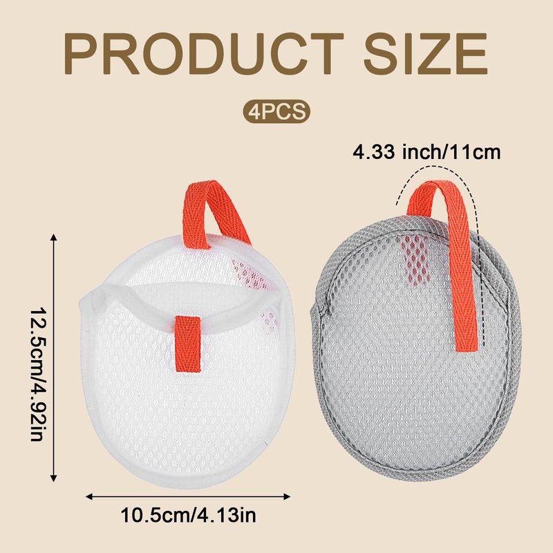 4Pcs Mesh Soap Bags for Bars, Mesh Exfoliating Body Scrubber Hangable Bar Soap Pouch, Soaps Pouch with Drawstring Closure, Foam Net Soaps Saver Bag for Body Wash Shower Face Clean 4.9 * 4.13 in