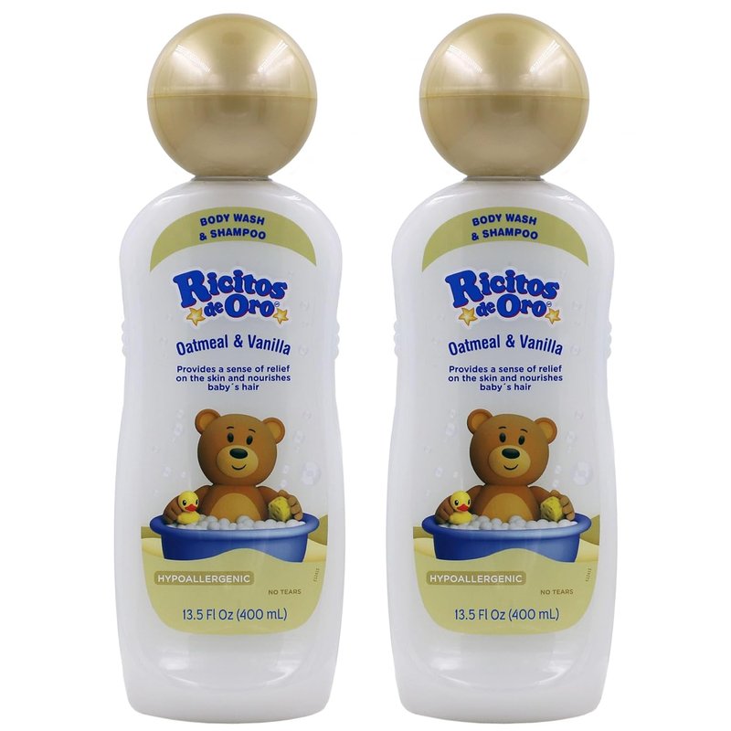 Ricitos de Oro Baby Shampoo & Body Wash - Hypoallergenic Oat & Vanilla Formula | 2-Pack, 13.5 Fl Oz Each