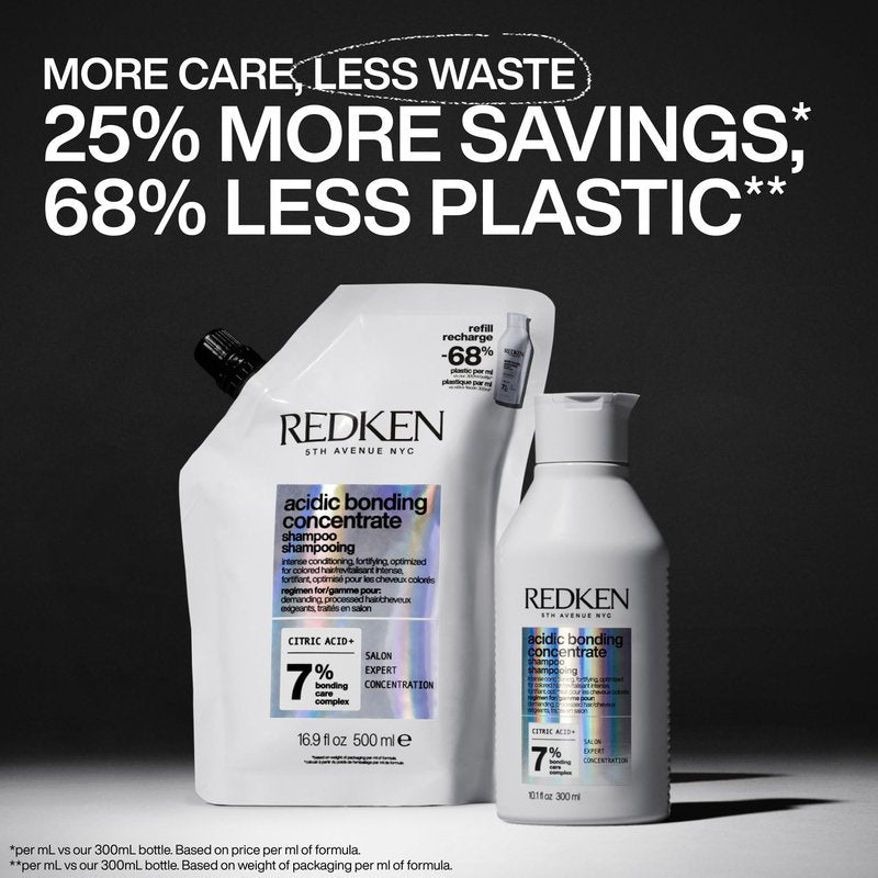 Redken Bonding Shampoo for Damaged Hair Repair | Acidic Bonding Concentrate | For All Hair Types | Refill | 16.9 Fl. Oz.