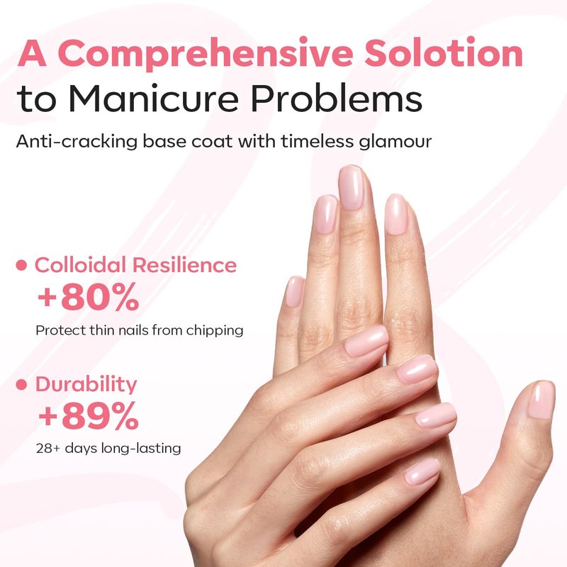 modelones Builder Rubber Base Gel for Nails, Milky Pink Light Baby Color 6 in One Nude Base Coat Strengthen Apex Building Extension Long Last Protect Soak Off Manicure for Fragile Nail Art DIY Home