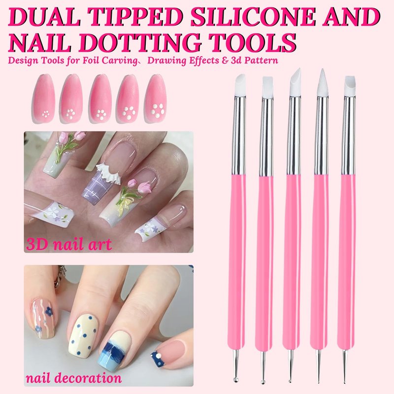 ESUOHYM Nail Stand For Press On With Nail Art Brushes Nail Holder For Painting Practice Display Presson Nails Nail Art tools Set with Nail Dotting 3D Sculpting tools, Practice Kit Tech