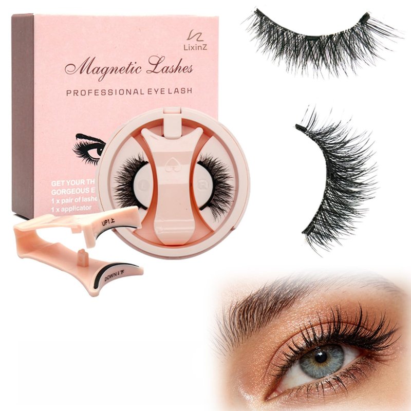 Magnetic Eyelashes Kit with Applicator Natural Look, Magnet lashes Pack Portable Reusable No Glue False Eyelashes Kit Easy to Wear Wispy Fluffy L13