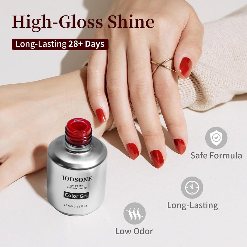 JODSONE Red Gel Nail Polish 1Pc 15ml Soak Off U V LED Gel Polish Nail Art Design Manicure Salon DIY At Home