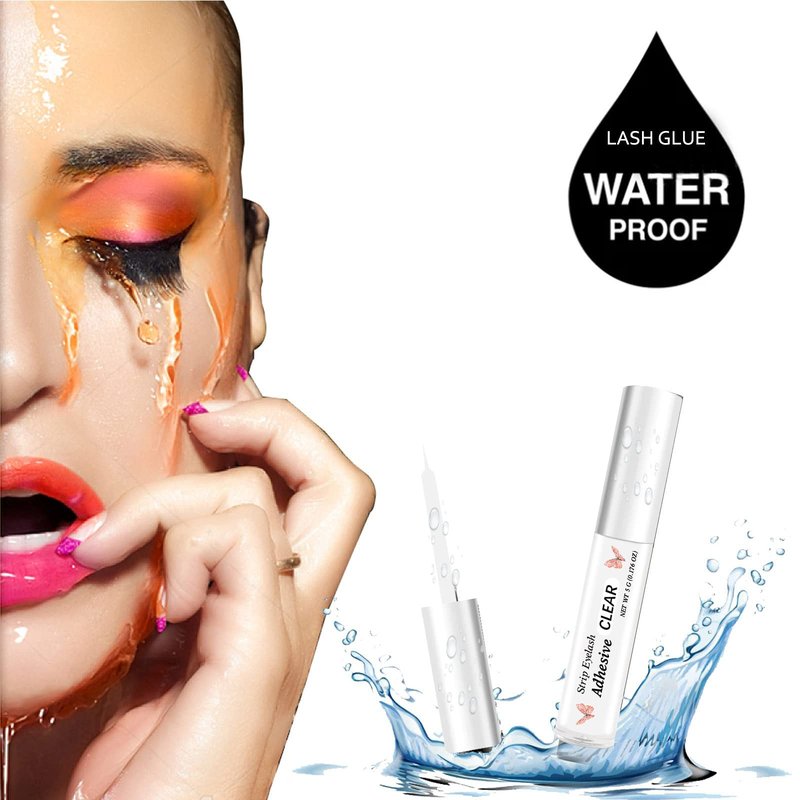 Clear Eyelash Glue Super Strong Hold Adhesive Waterproof for Sensitive Eyes False Lashes 0.18 oz