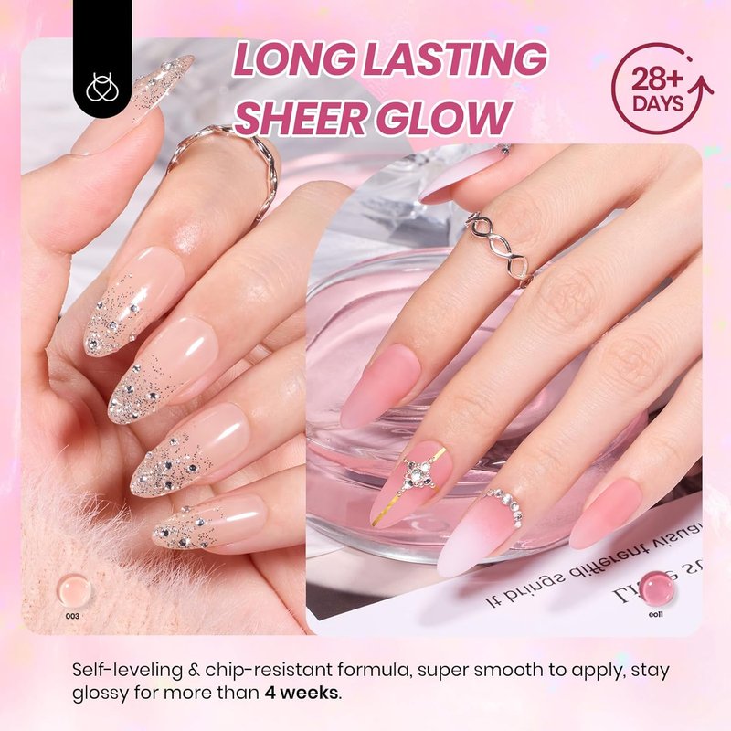 Beetles Nude Pink Gel Nail Polish Set - 25PCS 20 Colors, Sheer Glitter & Matte Top Coats | Perfect Gift for Women