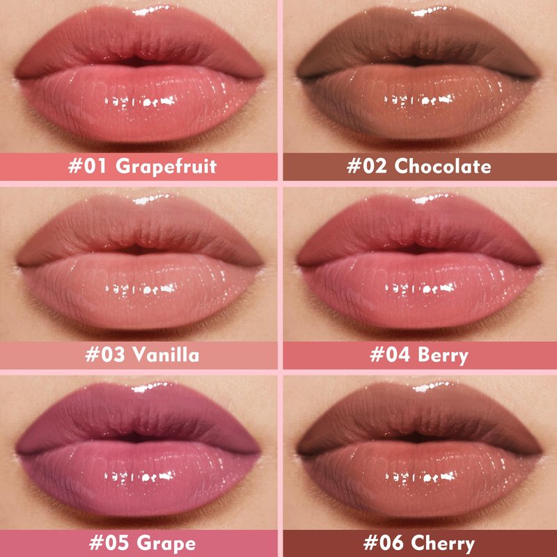 KIMUSE 6 Pcs Tinted Lip Butter Hydration Balm Set, 6 Flavored Shades Hydrating Plumping Gloss with Hyaluronic Acid & Vitamin E, Sheer Tint, Non-Sticky | Vegan Lip Care Makeup for Dry Lips & Daily