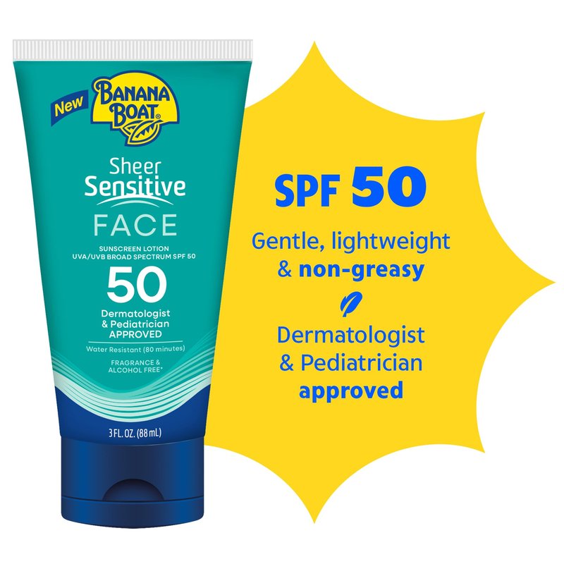 Banana Boat Sheer Sensitive Face Lotion, SPF 50, 3oz