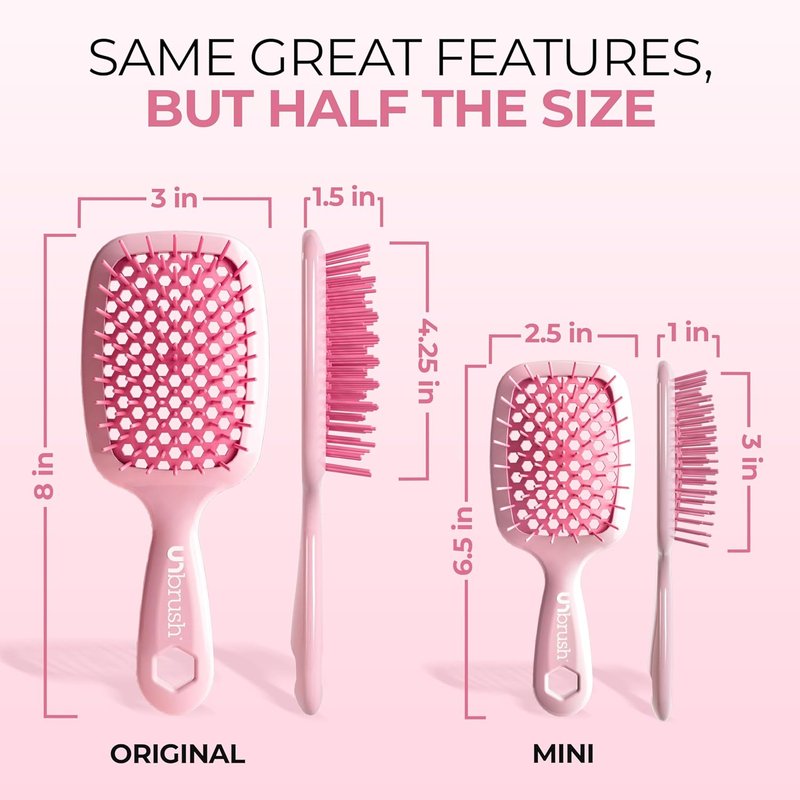 FHI Heat UNbrush Mini Detangler Brush - Pain-Free Brushing for All Hair Types | Lightweight, Anti-Static Bristles