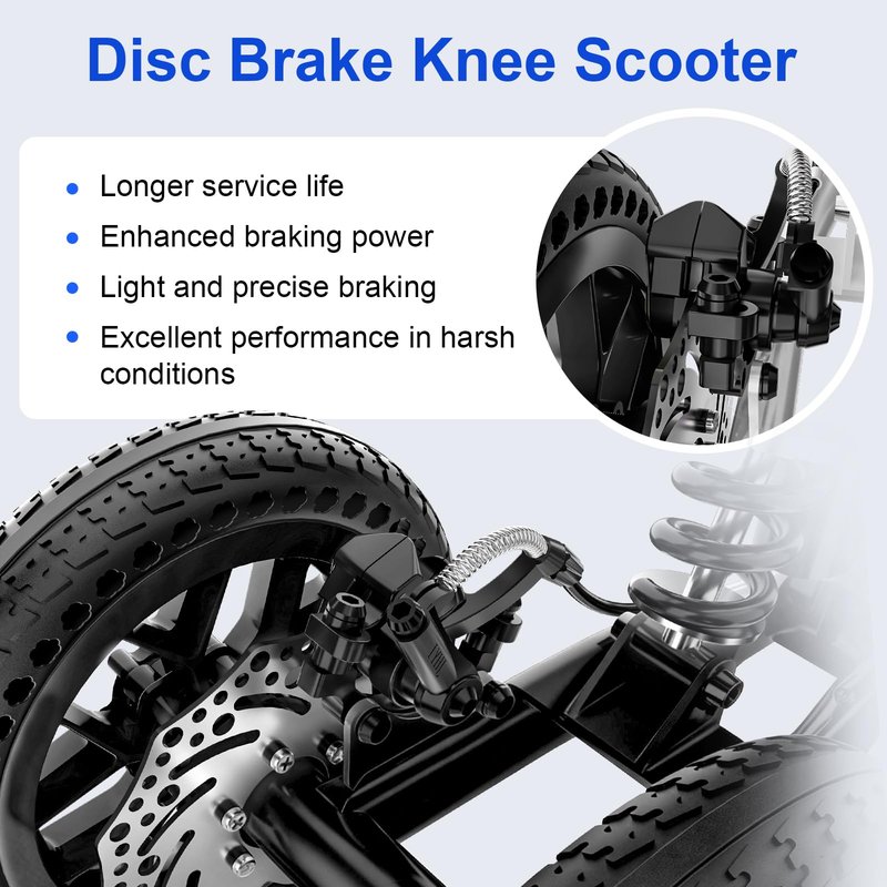BlessReach 350 Lbs Capacity Foldable All Terrain Knee Scooter Walker - Economical Foot Injury Crutch Alternative - Black