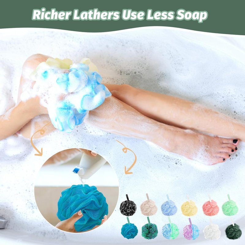 Amazerbst Shower Loofah - 6 Pack Bath Sponge Body Scrubber for Men & Women | Soft & Exfoliating